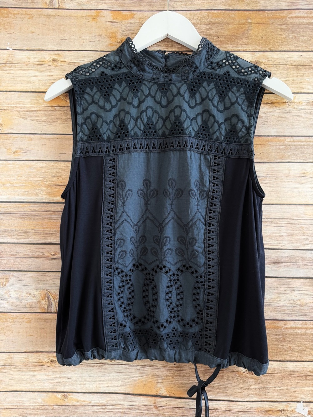 Anthropologie Tiny Anya Sleeveless Lace Embroidered Boho High Neck Top Size XS